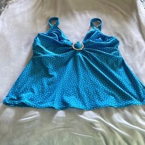 Pure Paradise Blue & White Polka Dot Tankini Swim Top 38D